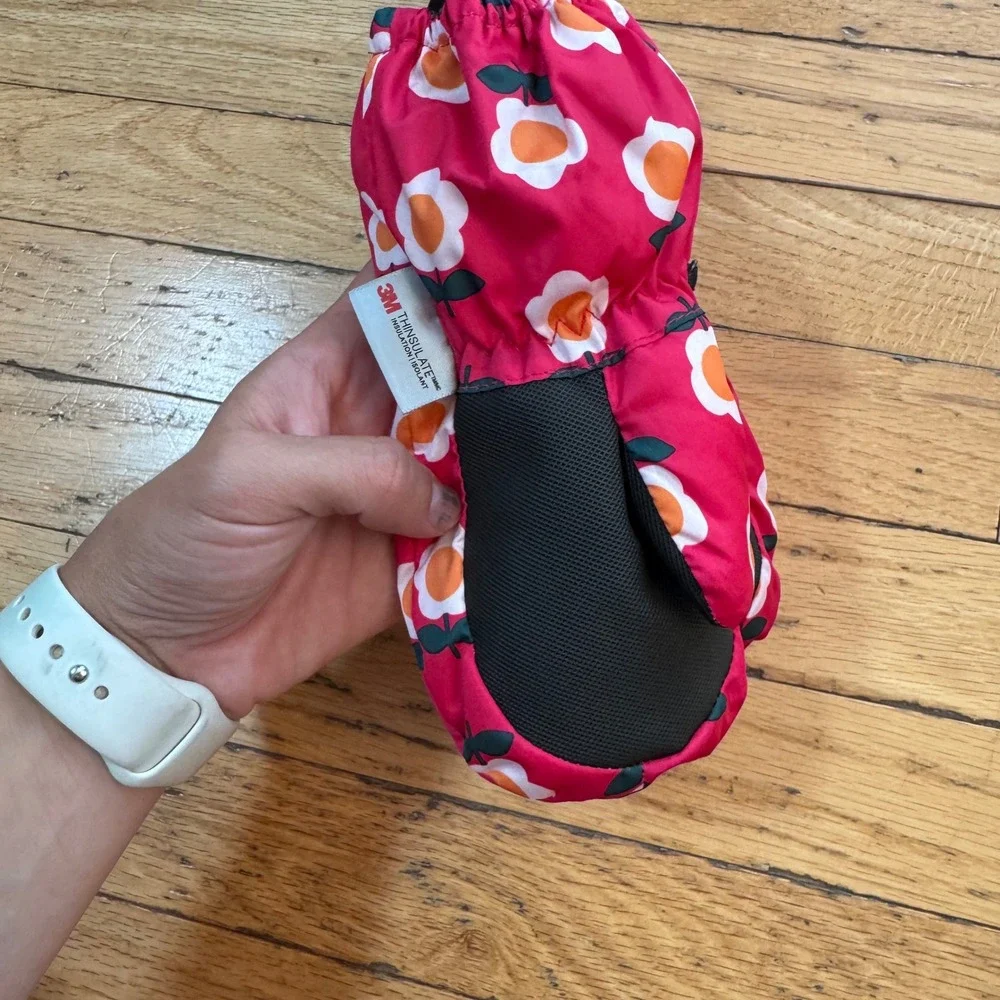 Cat & Jack Toddler Pink Floral Water Resistant 3M Thinsulate Mittens 12-24M